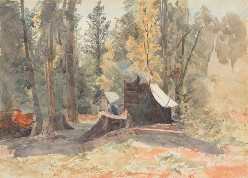 Hut of the ‘Italian party’ by James Crowe Richmond, realism, landscape