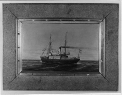 Pintura al óleo de C. Strömberg que representa el barco Sofia en el mar