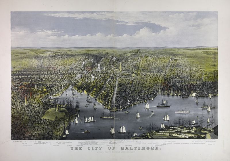The City of Baltimore by Charles Richard Parsons, oil on canvas depicting an urban landscape.