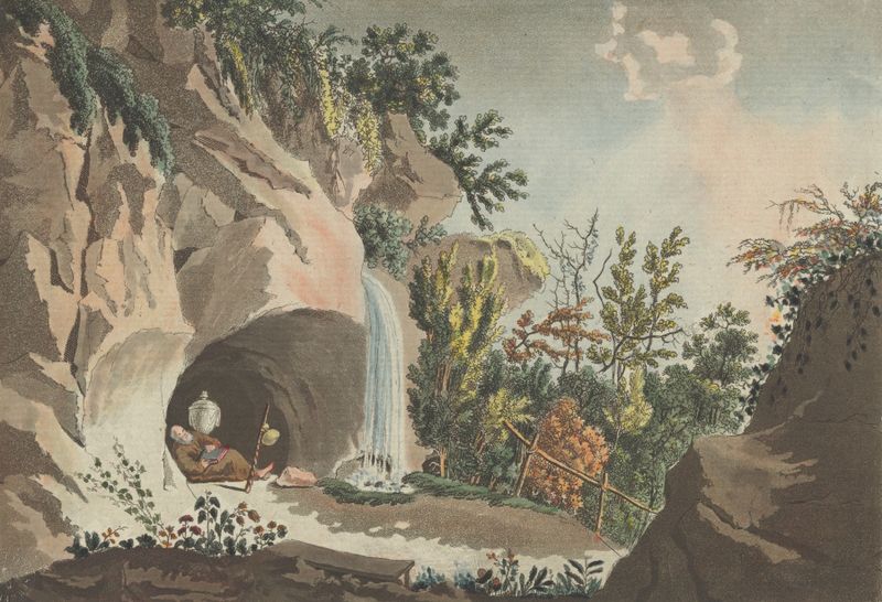 Landscape featuring a grotto and garden by Wilhelm Friedrich Gmelin
