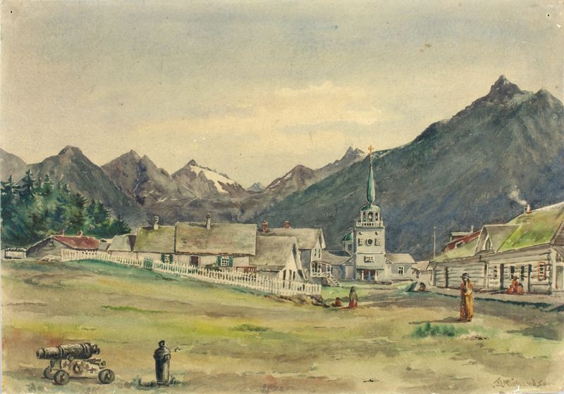 Paisaje de Lincoln Street, Sitka de Theodore J. Richardson, medio desconocido