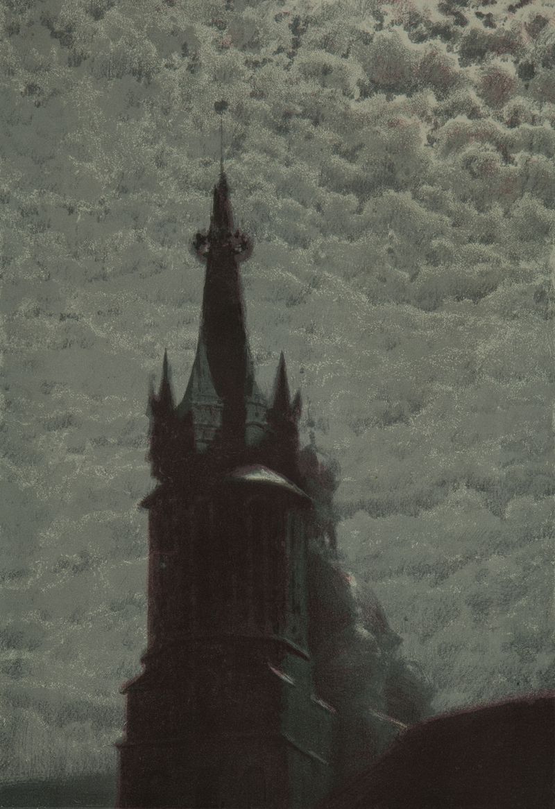 Tower of St. Mary’s Church by Józef Rapacki, realism artwork