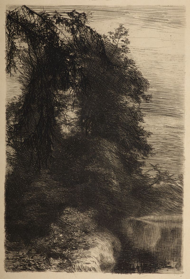 Alley by the Water, óleo sobre tela de Józef Pankiewicz, retratando uma paisagem tranquila com água e luz do crepúsculo.