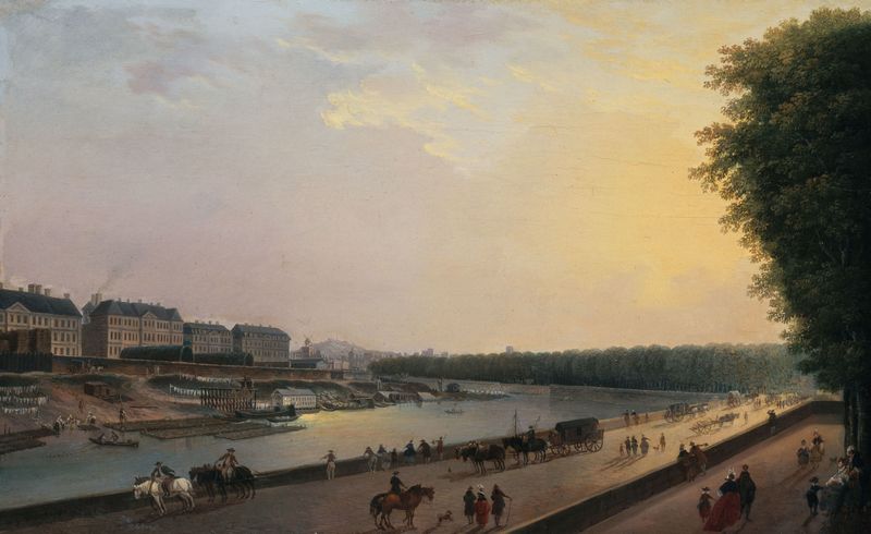 La Seine à la Grenouillère, óleo sobre lienzo de Pierre-Antoine Demachy, que representa una animada escena ribereña.