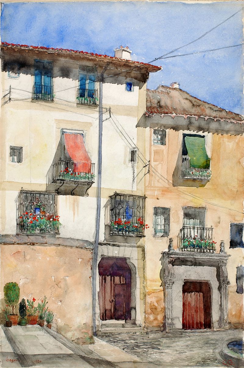 Old House at Segovia, Spain by Cass Gilbert, realism, depicting a crumbling facade with muted earth tones