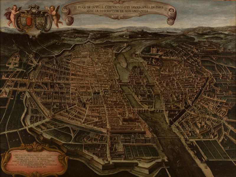 Mapa de París de Giovanni-Maria Tamburini, estilo barroco