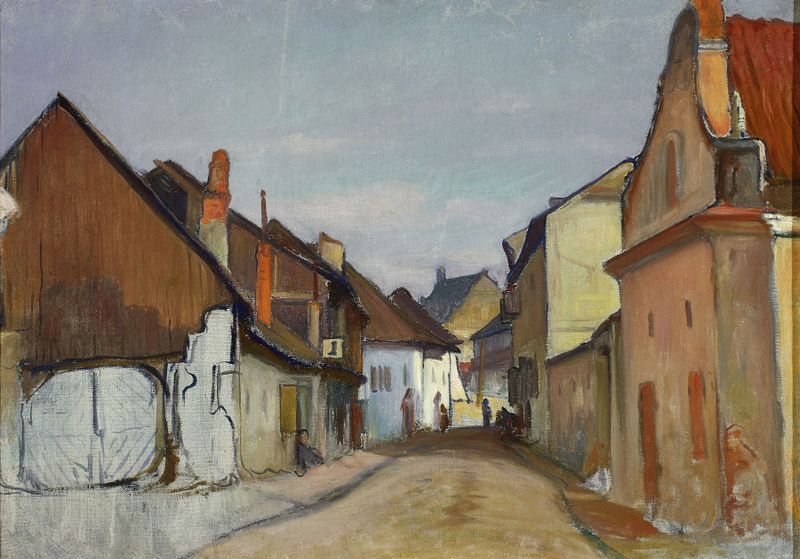 Lubelska Street in Kazimierz Dolny, oil painting by Władysław Ślewiński