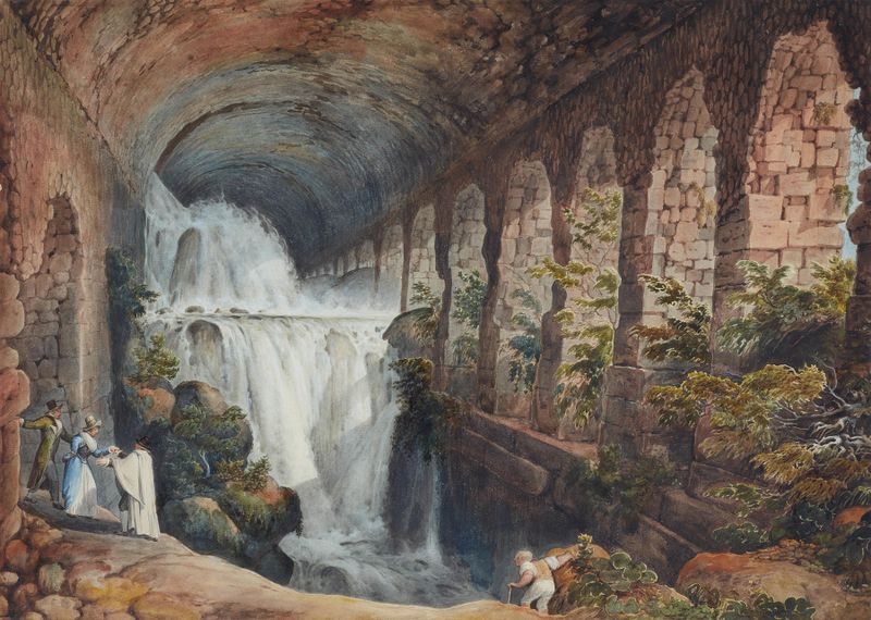 Aqueduct under the Villa of Maecenas in Tivoli, oil painting by Abraham-Louis-Rodolphe Ducros