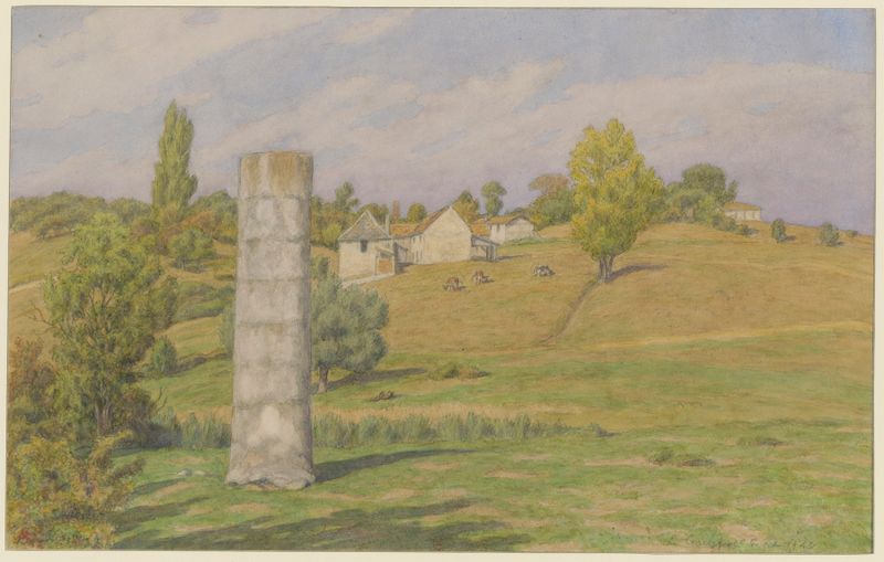 Acuarela de paisaje en papel de Henri Rivière que representa olas y matices