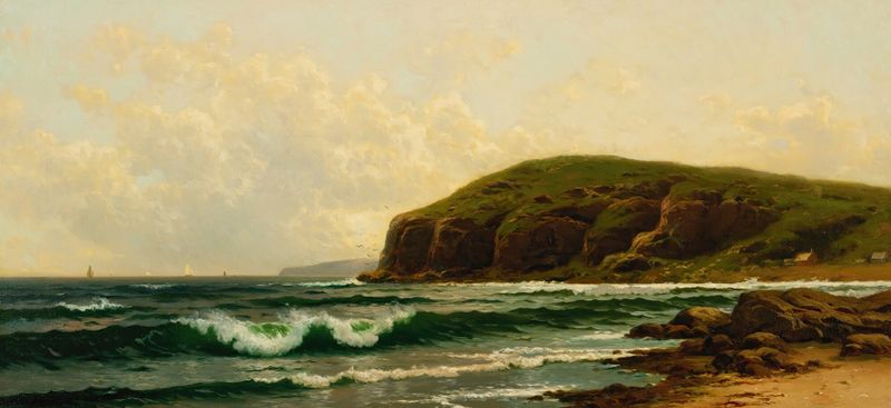 Escena marina con océano y costa de Alfred Thompson Bricher, pintura al óleo