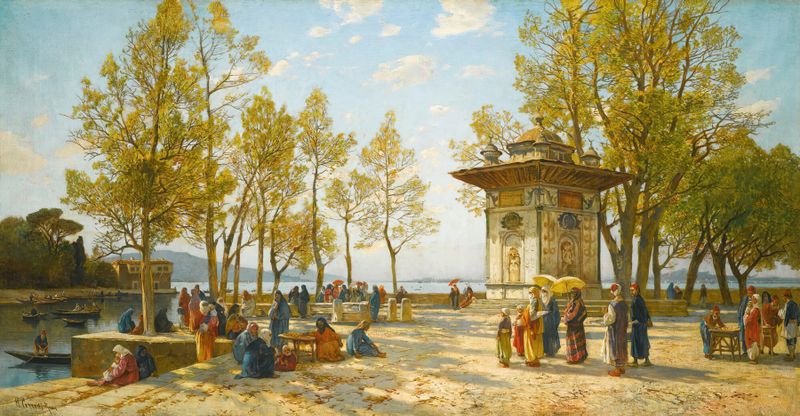Fountain on the Bosphorus by Hermann David Salomon Corrodi, oil painting