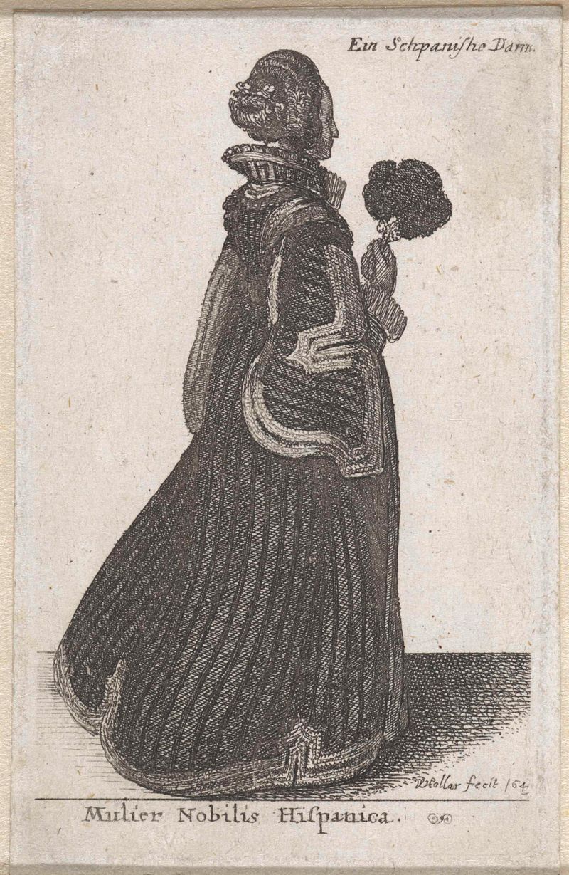 Retrato de uma nobre mulher por Wenceslaus Hollar, gravura, 1649