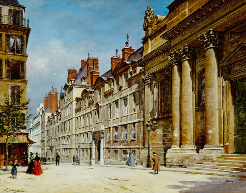 Neoclassical architecture of La Sorbonne by Paul-Joseph-Victor Dargaud, oil painting