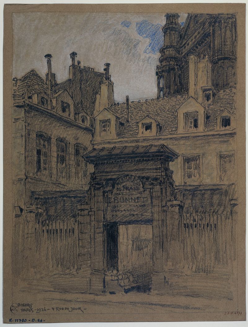 Arquitetura de La maison du nº4 de la rue du Jour de Ferdinand Boberg, óleo sobre tela