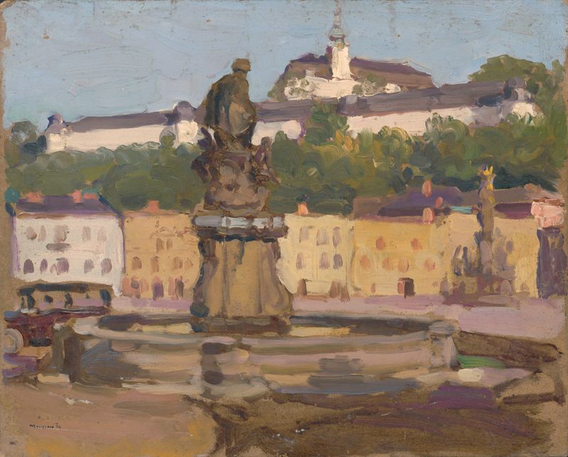 Expresionismo figurativo de Jozef Teodor Mousson, pintura al óleo Fulnek que muestra colores de tumulto.