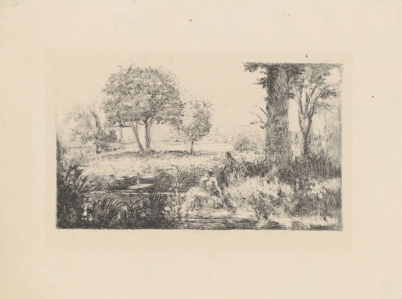 Obra figurativa de Ker-Xavier Roussel mostrando duas mulheres junto a um lago, pintura a óleo