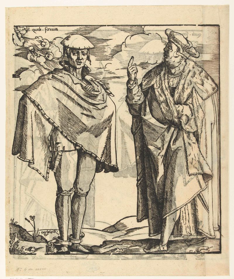 Genre scene of youthful figures in a sunlit landscape, paper by Cornelis Anthonisz