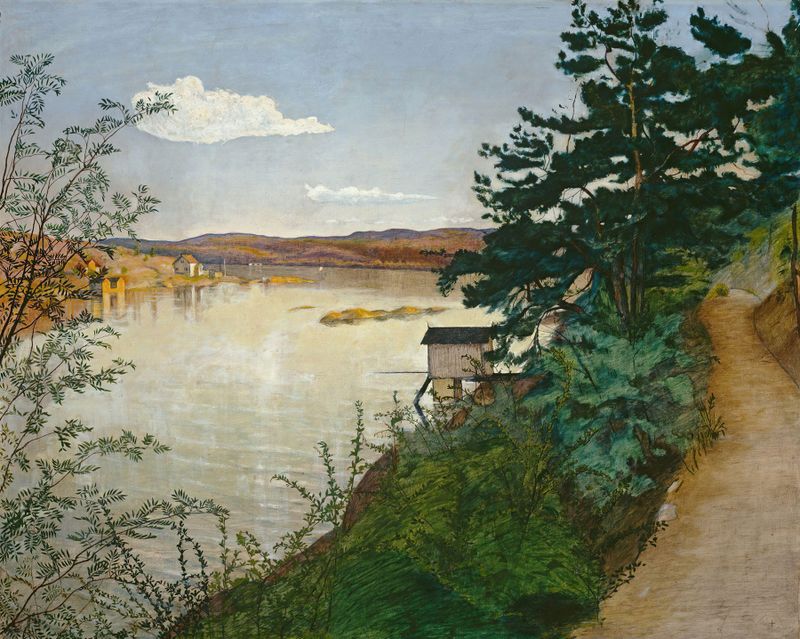 Paisaje de Harald Sohlberg, pintura al óleo con colores y luz