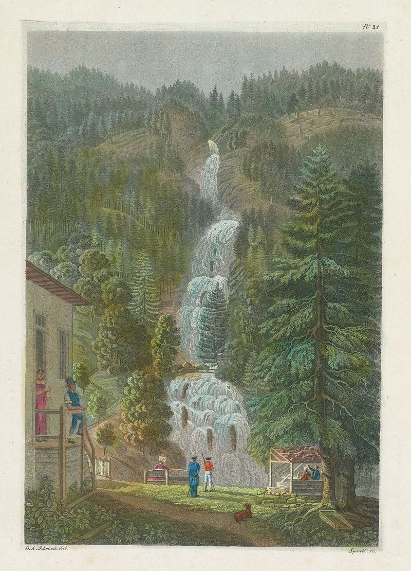 Waterfall in La Cascade du Giessbach by David Alois Schmid, medium unknown