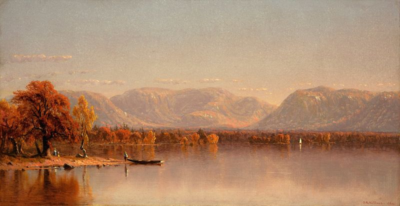 Lake Sunapee, New Hampshire by Sanford Robinson Gifford, oil on canvas, serene dawn landscape