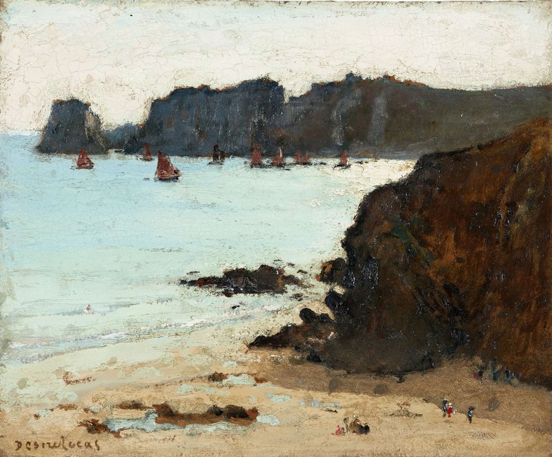Paisaje con guisantes verdes y luz solar de Marie Désiré Lucas, realismo