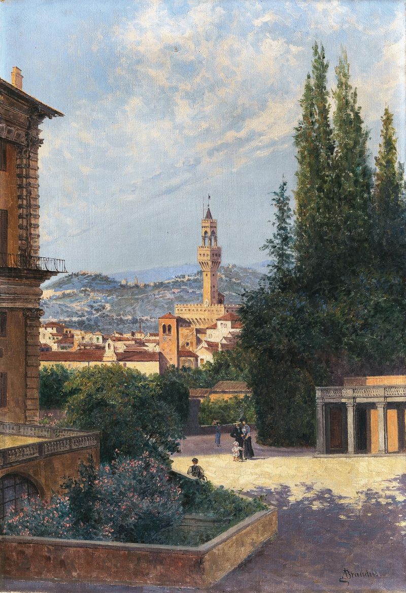 Vista del paisaje del Palazzo Vecchio desde los Jardines de Boboli, de Antonietta Brandeis