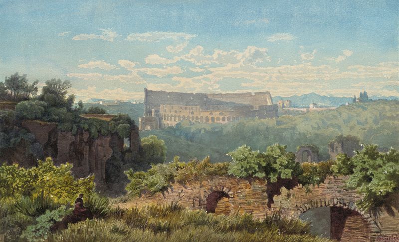 The Colosseum Seen from the Palatine Hill, oil on canvas by Julius Zielke