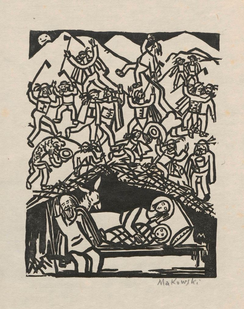 Obra figurativa de Tadeusz Makowski, pintura al óleo de 1924 con figuras y colores cálidos.