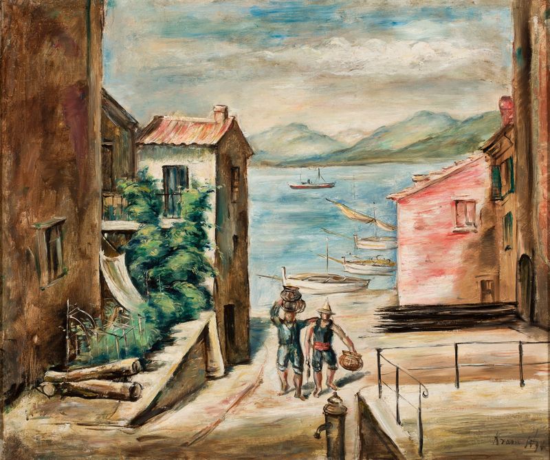 Fishermen returning from a day by the lake, oil on canvas by Roman Kramsztyk