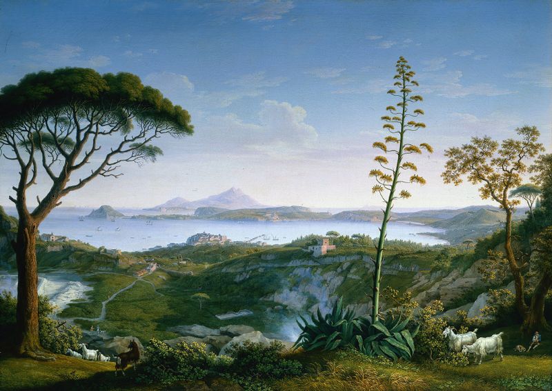 Marine scene of the Gulf of Pozzuoli by Jacob Philipp Hackert, 1803, oil painting