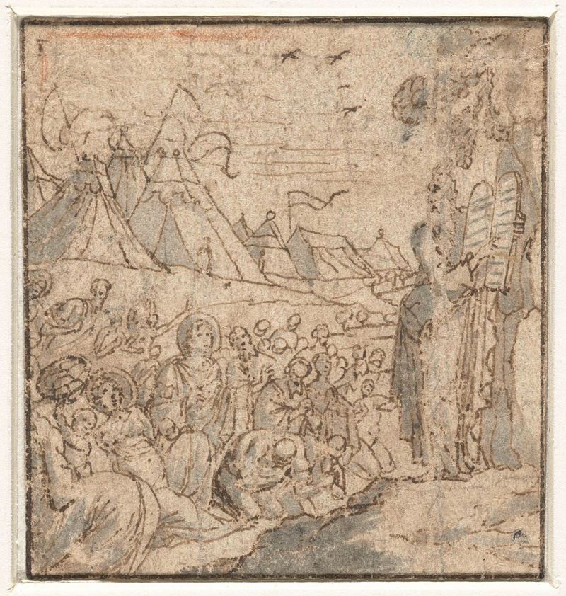 Cena religiosa com Moisés e tábuas, Dutch Golden Age, Unknown Artist