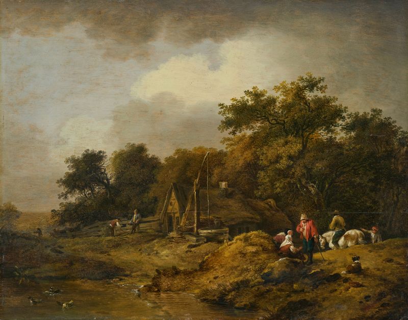 Landscape with Hut and Draw Well, oil on canvas by Ferdinand Kobell