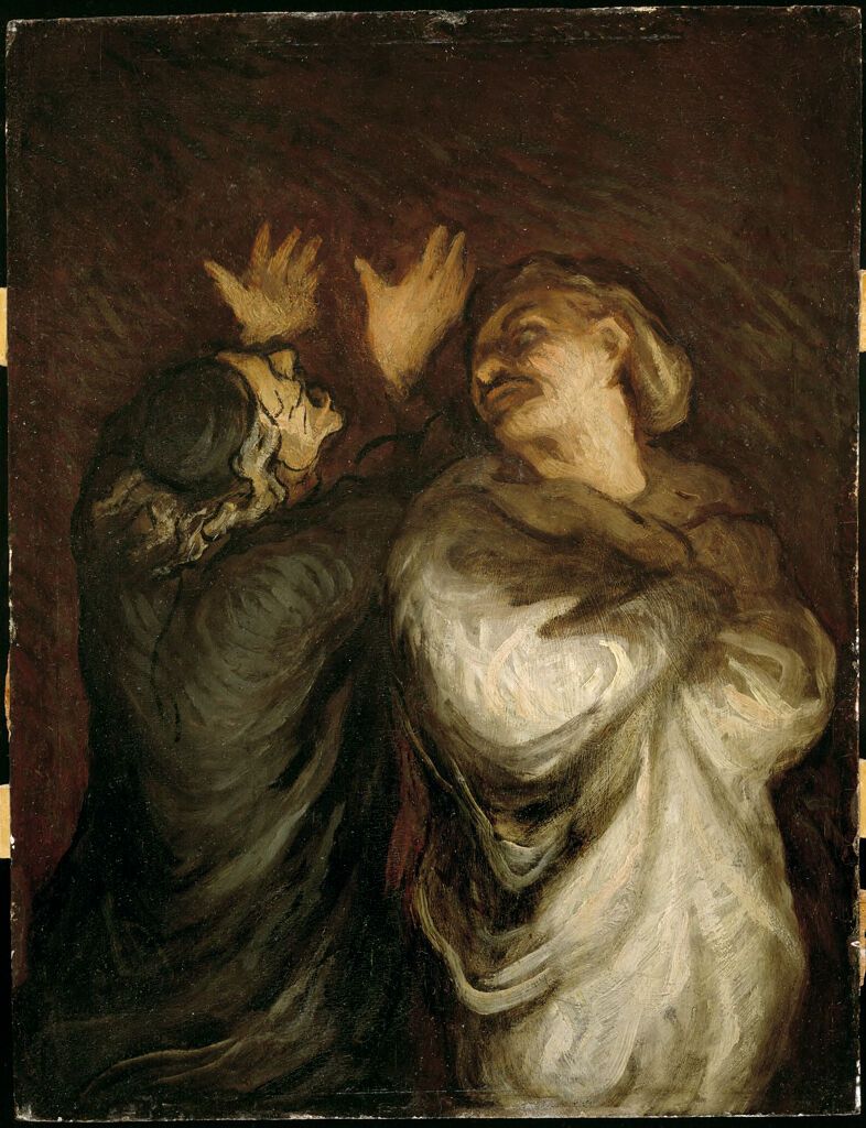 Figurative lithograph by Honoré-Victorin Daumier depicting a character in vivid colors.