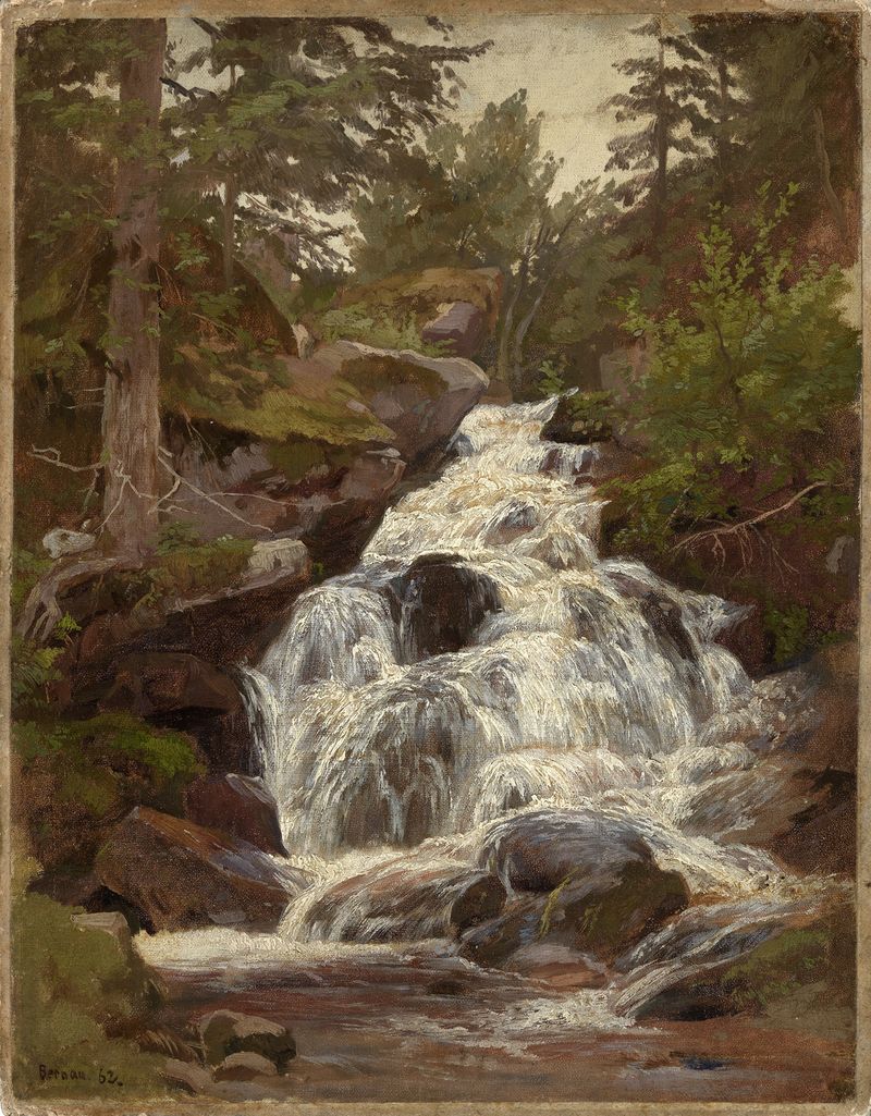 Wasserfall in Bernau by Philipp Röth, Romanticism, depicting a waterfall in a natural landscape