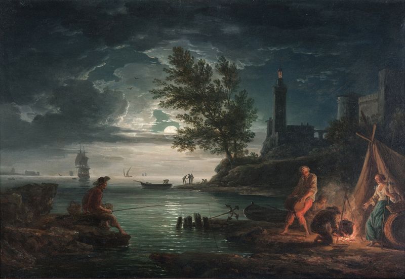 Paisaje rococó que representa una escena nocturna de Claude-Joseph Vernet