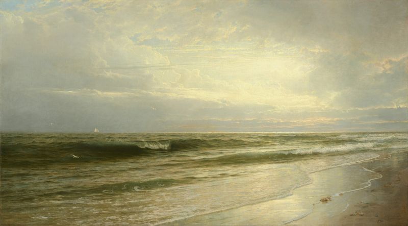 Cena marinha com ondas e horizonte de William Trost Richards, pintura a óleo