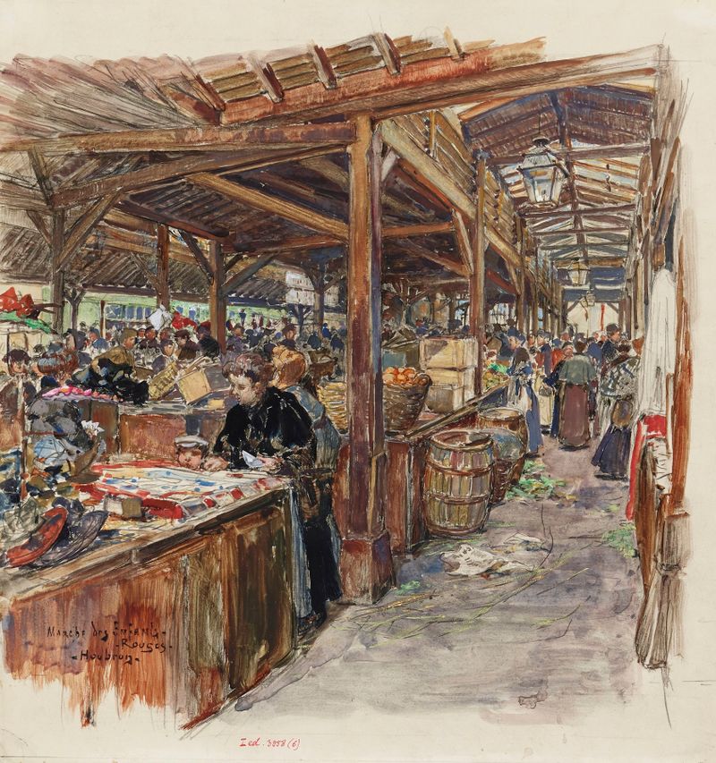 Intérieur du Marché des Enfants Rouges, oil painting by Frédéric Houbron