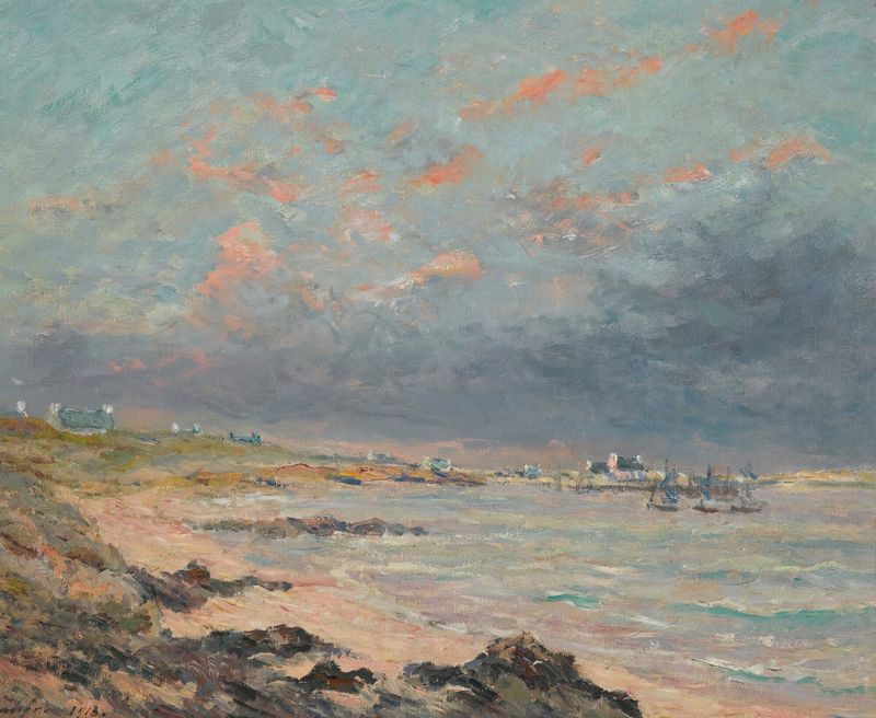 Landscape with a stormy evening and figures, oil painting by Maxime Maufra