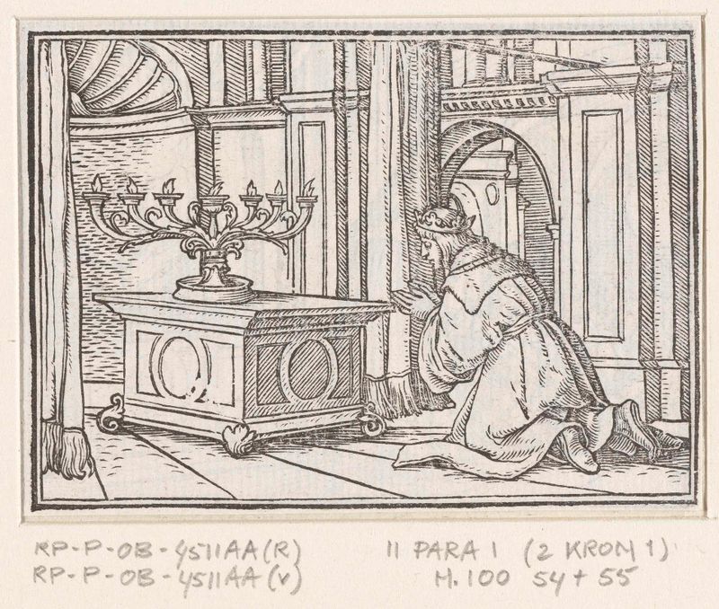 Representação religiosa de Salomão com um manto, por Hans Holbein, meio papel
