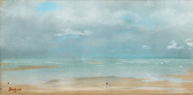 Escena marina de playa y mar de Edgar Degas, óleo sobre lienzo