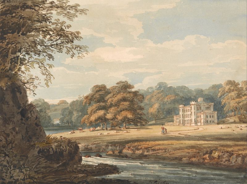Chalfont House, a landscape by Thomas Girtin, depicting trees and soft light.