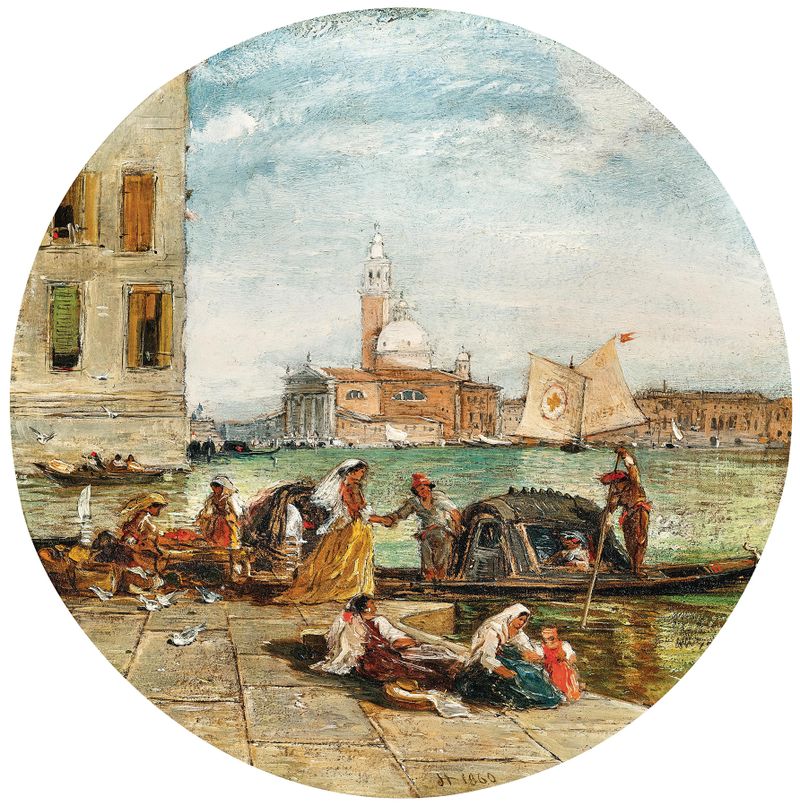 Venice, a view of San Giorgio Maggiore by James Holland, oil on canvas