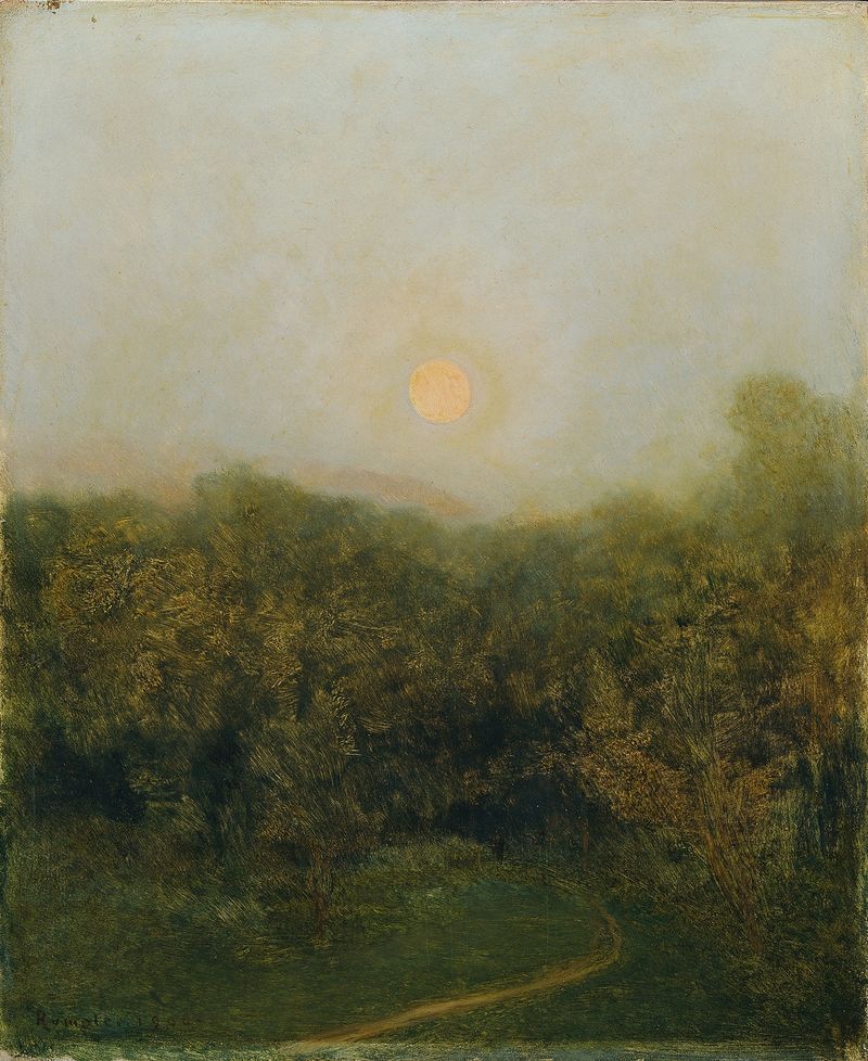 Moonlight landscape by Franz Rumpler, oil on canvas