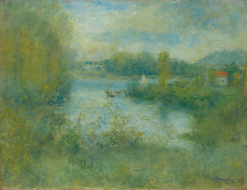 Paisagem do rio Sena por Pierre-Auguste Renoir, pintura a óleo