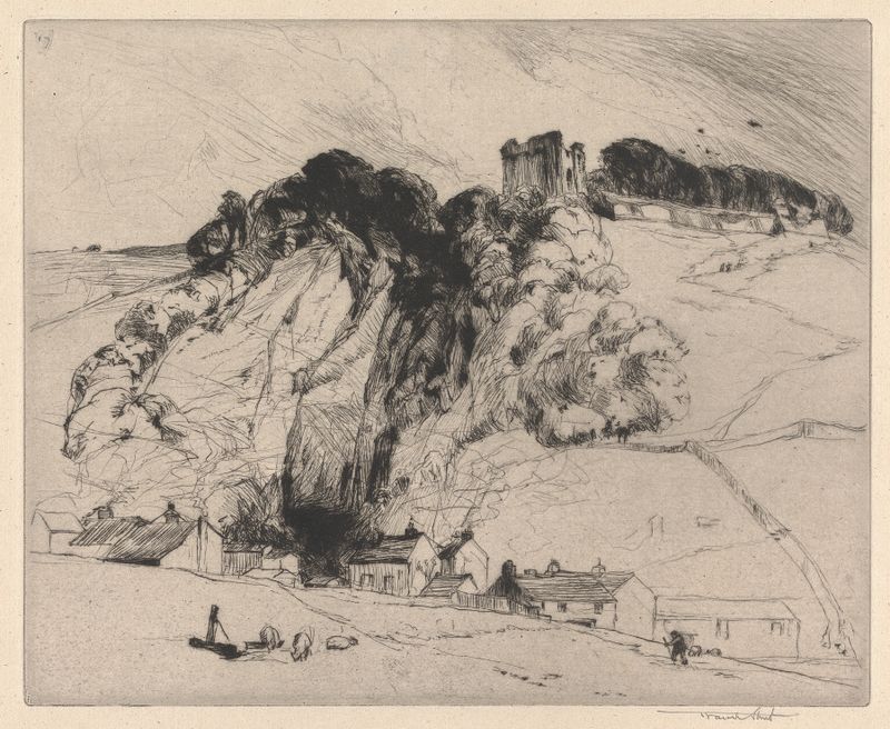 Engraving of Peveril’s Castle in Derbyshire by Sir Frank Short