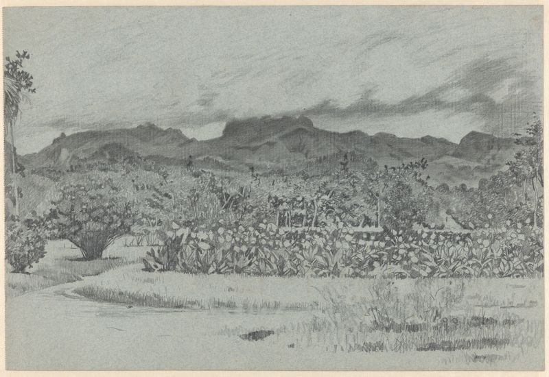 Paisagem de Pós-Impressionismo de Willem Witsen, com verdes e marrons suaves.