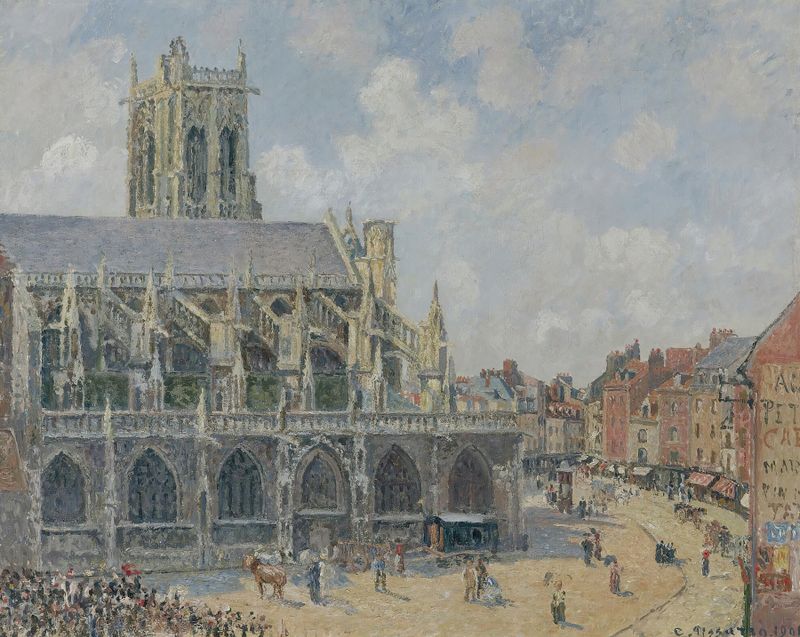 L’église Saint-Jacques À Dieppe, Matin, Soleil de Camille Pissarro, óleo sobre lienzo