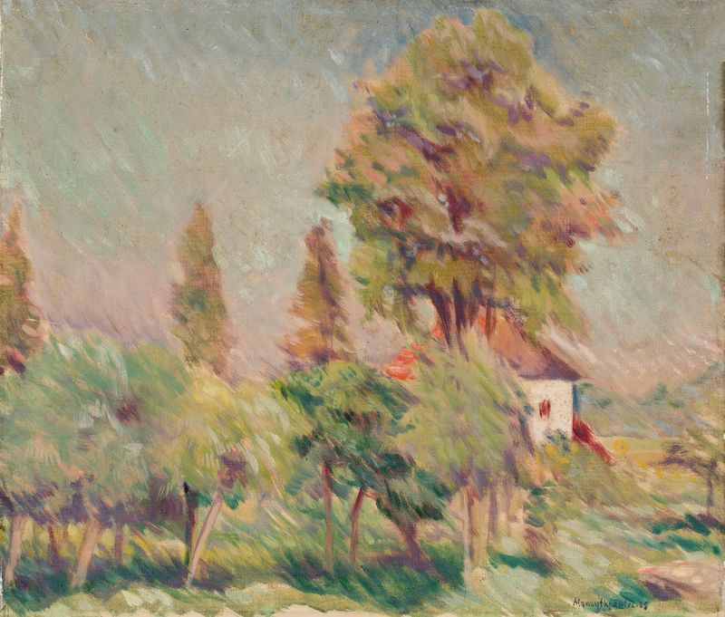 Morning by Adam Hannytkiewicz, an impressionist landscape in soft colors