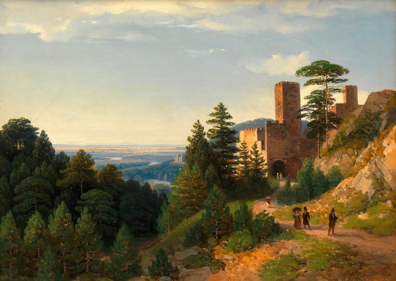 Die Ruine Rauhenstein bei Baden, óleo sobre lienzo de Thomas Ender