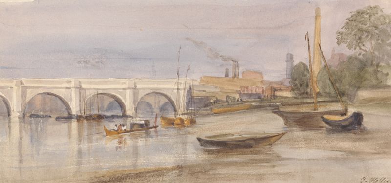Westminster Bridge landscape with the River Thames by Thomas Hollis, oil painting